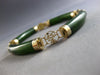ANTIQUE LARGE & LONG AAA CHINESE JADE 14K YELLOW GOLD CUFF LUCKY BRACELET #28088