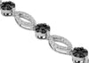 ESTATE 3.20CT WHITE & BLACK DIAMOND 14KT WHITE GOLD 3D FLOWER TENNIS BRACELET