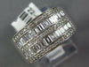 WIDE 1.0CT DIAMOND 14KT WHITE GOLD ROUND & BAGUETTE MULTI ROW ANNIVERSARY RING