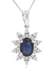 1.25CT DIAMOND & AAA SAPPHIRE 14KT WHITE GOLD OVAL & ROUND FILIGREE FUN PENDANT