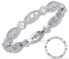 ESTATE .62CT DIAMOND 14KT WHITE GOLD FILIGREE MILGRAIN ETERNITY ANNIVERSARY RING