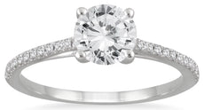 1.08CT DIAMOND 14K WHITE GOLD 3D ROUND CLASSIC SOLITAIRE 4 PRONG ENGAGEMENT RING