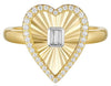 ESTATE .22CT DIAMOND 14KT YELLOW GOLD 3D ROUND & BAGUETTE HEART SHAPE LOVE RING