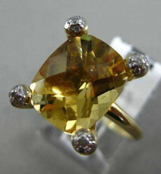 ESTATE LARGE 4.99CT DIAMOND & AAA CITRINE 14K WHTIE GOLD 3D CUSHION CUT FUN RING