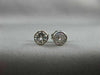 ANTIQUE .63CT ROUND BEZEL DIAMOND 14KT WHITE GOLD STUD EARRINGS 5mm UNIQUE #7837