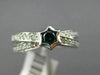 ESTATE .48CT WHITE & BLUE DIAMOND 14KT WHITE GOLD 3D SOLITAIRE STAR X LOVE RING