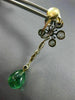 ANTIQUE 3.20CT DIAMOND & AAA EMERALD 14KT 2 TONE GOLD 3D FLOWER HANGING EARRINGS