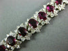 WIDE & LONG 19.3CT DIAMOND & AAA RUBY 18K WHITE GOLD OVAL FLOWER TENNIS BRACELET