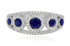 1.0CT DIAMOND & AAA SAPPHIRE 14KT WHITE GOLD 3D CLASSIC 5 STONE ANNIVERSARY RING