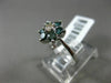 ESTATE .68CT WHITE & BLUE DIAMONDS 14KT WHITE GOLD 3D FLOWER SOLITAIRE LOVE RING
