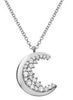 ESTATE .23CT DIAMOND 14KT WHITE GOLD 3D CLASSIC HAPPY MOON FLOATING LOVE PENDANT