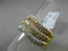 ESTATE LARGE 2.03CT ROUND DIAMOND 18KT TRI COLOR GOLD ' V ' SHAPE MULTI ROW RING
