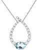.75CT DIAMOND & AAA AQUAMARINE 14K WHITE GOLD 3D OVAL & ROUND GRADUATING PENDANT