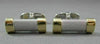 ESTATE LARGE 14K WHITE & YELLOW GOLD ITALIAN RECTANGULAR BAR CUFF LINKS #21201