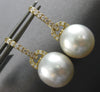 .44CT DIAMOND & AAA SOUTH SEA PEARL 18KT YELLOW GOLD 3D HUGGIE HANGING EARRINGS