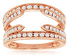 WIDE .60CT DIAMOND 14KT ROSE GOLD 4 ROW CHANNEL FILIGREE INSERT ANNIVERSARY RING