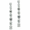 ESTATE 3.39CT ROUND & BAGUETTE DIAMOND 18K WHITE GOLD 3D SQUARE HANGING EARRINGS