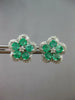 ESTATE 1.80CT DIAMOND & AAA EMERALD 18KT WHITE GOLD CLASSIC FLOWER STUD EARRINGS