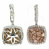 LARGE 2.75CT WHITE & PINK DIAMOND 18KT WHITE & ROSE GOLD SQUARE HANGING EARRINGS