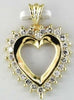ESTATE 1.0CT DIAMOND 14K YELLOW GOLD 3D CLASSIC OPEN HEART LOVE FLOATING PENDANT