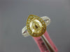 1.71CT WHITE & CANARY DIAMOND 18KT 2 TONE GOLD PEAR SHAPE HALO ENGAGEMENT RING