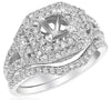 LARGE 1.37CT DIAMOND 18K WHITE GOLD ROUND SEMI MOUNT ENGAGEMENT WEDDING RING SET