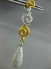 ANTIQUE LONG 3.58CT DIAMOND 18KT W&Y GOLD FILIGREE DROP EARRINGS ONE OF A KIND