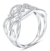 ESTATE WIDE .46CT DIAMOND 14KT WHITE GOLD ROUND INFINITY FLOWER FUN RING