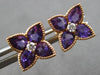 1.81CT DIAMOND & AAA AMETHYST 14K ROSE GOLD PEAR SHAPE & ROUND FILIGREE EARRINGS