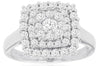 ESTATE WIDE 1.0CT DIAMOND 14KT WHITE GOLD 3D FLOWER DOUBLE HALO SQUARE FUN RING