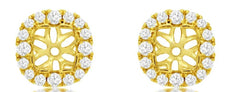 ESTATE 0.43CT DIAMOND 14KT YELLOW GOLD 3D HALO SQUARE FLOWER JACKET EARRINGS