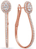 ESTATE 1.11CT DIAMOND 14KT ROSE GOLD CLUSTER OVAL HOOP CLIP ON HANGING EARRINGS