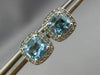 ESTATE 2.18CT DIAMOND & AAA BLUE TOPAZ 14KT WHITE GOLD SQUARE HALO STUD EARRINGS