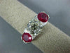 ANTIQUE LARGE 4.33CT DIAMOND & AAA RUBY PLATINUM 3D THREE STONE ENGAGEMENT RING