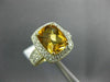 EXTRA LARGE 3.40CT DIAMOND & AAA CITRINE 14KT 2 TONE GOLD CUSHION FILIGREE RING