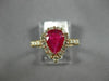 ESTATE 1.57CT DIAMOND & AAA RUBY 14KT ROSE GOLD 3D PEAR SHAPE ENGAGEMENT RING