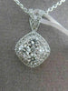 ESTATE .65CT DIAMOND 18KT WHITE GOLD SQUARE CLUSTER HALO FLOATING PENDANT CHAIN