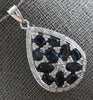LARGE 1.95CT DIAMOND & AAA SAPPHIRE 14KT WHITE GOLD 3D TEAR DROP PENDANT #28057