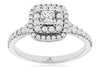 .78CT DIAMOND 14KT WHITE GOLD 3D ROUND & PRINCESS DOUBLE HALO ANNIVERSARY RING