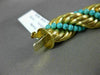 ANTIQUE LARGE & LONG AAA TURQUOISE 14K YELLOW GOLD 3D HANDCRAFTED SWIRL BRACELET