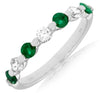 .78CT DIAMOND & AAA EMERALD 14K WHITE GOLD 7 STONE SHARED PRONG ANNIVERSARY RING