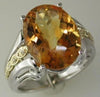 LARGE 8.05CT DIAMOND & AAA CITRINE 14KT 2 TONE GOLD 3D OVAL & ROUND FUN RING