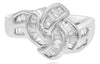 ESTATE .75CT DIAMOND 14K WHITE GOLD BAGUETTE MULTI ROW LOVE KNOT FLORAL FUN RING