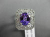 ANTIQUE LARGE 2.48CT DIAMOND & AAA AMETHYST 14KT WHITE GOLD FILIGREE FLORAL RING