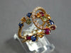 WIDE 1.59CT DIAMOND & AAA MULTI COLOR SAPPHIRE 18KT ROSE GOLD LOVE KNOT FUN RING