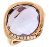 Estate 11.07Ct Diamond & AAA Amethyst 14Kt Rose Gold Cushion & Round Geometrical Ring