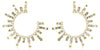 0.75CT DIAMOND 14KT YELLOW GOLD ROUND & BAGUETTE SUNBURST SIDEWAYS HOOP EARRINGS