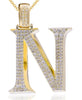ESTATE EXTRA LARGE 1.55CT DIAMOND 14K YELLOW GOLD N INITIAL FUN FLOATING PENDANT