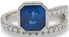 LARGE 2.89CT DIAMOND & AAA SAPPHIRE 18K WHITE GOLD 3D BEZEL CRISS CROSS FUN RING
