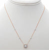 ESTATE 0.41CT DIAMOND 14KT ROSE GOLD 3D CLUSTER SQUARE HALO BY THE YARD NECKLACE
